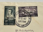 1952 Capetown South Africa Stamp Exhibition Sadipu Cover Satise Overprint Stamps