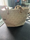 Michael Kors Jet Set Medium Vanilla Mk Signature Tote Gold Hardware