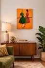 Mid Century Women Portrait 16x20 Acrylic Painting Retro Figurative Art