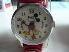 Vintage Rare Clear Strap Disney Mickey Mouse Watch Swiss Made  Windup  Works 