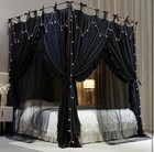4 Corners Post Princess Bed Canopy Curtain Double Layer Cozy Drape Netting 4 Ope