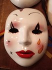 3 80 s Mardi Gras Vintage Ceramic Porcelain Wall Face Mask 6-inch Made In Tiawan