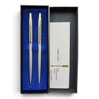    new Vintage Parker Classic Pen And Pencil Set Stainless Steel Gt Gold Trim Box 