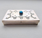 Wesley K  Whitman Navajo 925 Sterling Silver Turquoise Rectangular Pill Box