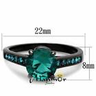 2 16 Ct Blue Zircon Aaa Cz Black Stainless Steel Engagement Ring Women s Sz 5-10