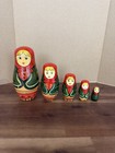 Vintage Russian Babushka Nesting Dolls 5-pc Set Hand Painted Wooden Preowned