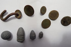 Civil War Southern Buttons And Mixed Bullets - 10 Pcs   All Items Dug In S c 