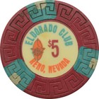 Eldorado Casino Reno Nevada  5 Nicer Condition Chip 1970s