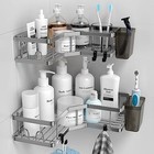 Corner Shower Caddy  2 Pack Adhesive Shelf Decor - 9 6   9 6   2 6  Dark Silver