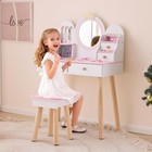 Kids Princess Vanity Table  chair Set 2in1 Toddler Makeup Vanity Jewelry Storage