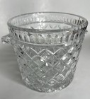     vintage   Pressed Glass Ice Bucket  Mid-20th Cent  Diamond Waffle-cut Pattern