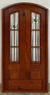 Rustic Reclaimed Lumber Arch Top Door Solid Wood Storybook Glass Operable Panels
