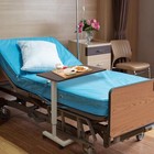 Hospital Bed Table  Light Oak - Overbed Table With Wheels   Adjustable Height   