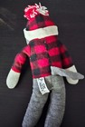 12  Sock Monkey Dan Dee Plaid Sweater Pom Hat Stuffed Animal Plush