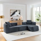 114  Modular Cloud Sectional Sofa W  Chaise   Ottoman  Corduroy  Grey