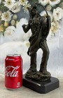 Signed Original American Indian Warrior W  Bow Bronze Western Sculpture Figurine