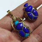 Egyptian Heritage Scarab Ring   Pendant  Copper  Blue Stone  Ancient Egypt Style