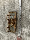 Vintage Gold-tone Metal Lipstick Holder Turquoise Enamel   Starburst Detail