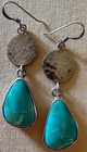 Vintage Navajo Sterling Silver Waterweb Turquoise Dangle Earrings     2-1 8    Drop 