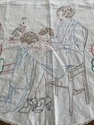 Vintage Full Apron Pinafore Embroidered Mom  Children  Flowers Exc Cond  Tatting