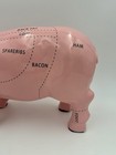 Large 15    Ceramic Rustic Country Farmhouse Pink Pig Pork Butcher Chart Statue