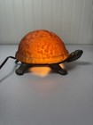 Vintage Box Turtle Lamp Or Night Light Amber Glass Shell Cast Metal Body Base