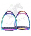 5  Rainbow Multi Color Horse Riding Safety Stirrups Irons Gloss Fillis English 