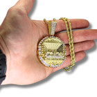 Round Large Last Supper Cz Pendant 14k Gold Plated Rope Chain Necklace Jewelry