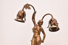 Antique Woman Nude Figural Table Lamp Art Nouveau Deco 15  2 Bulb Light Vintage-