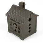 Cast Iron Coin Still Bank Colonial House Vintage  antique    ac Williams  