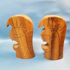 Vintage Carved Wood Tiki Head S p Set Mcm Hawaii Polynesia