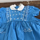 Vintage Precious Toddler Turquoise Blue  And White Eyelet Roses Party Dress