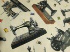 Antique Sewing Machines Thread Cream Cotton Fabric Fq