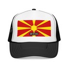 North Macedonia Flag Trucker Hat     Foam Snapback Cap - White   One Size