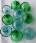 Japanese Glass Fishing Floats 2  Lot-10 Aqua blue   Emerald Greens Usa Bz