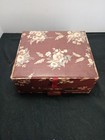 Vintage Floral Fabric Sewing Box With Contents