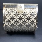 Vintage Silver Footed Lucite And Metal Purse  Lined read