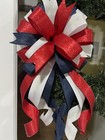 Handmade Red White Blue Patriotic 4th Memorial Day Wreath Lantern Bow Decor