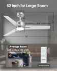 52 Inch Ceiling Fan Lights   Remote Brushed Nickel Reversible Blades Silver Wood