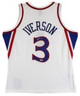76ers Allen Iverson Signed White 1996-97 M n Hwc Swingman Jersey Bas Witnessed