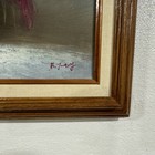 Vintage Original Still Life Floral Oil Painting On Canvas Framed Signed B 