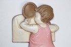 Sexton 1966 Boy Girl Bathroom Metal Wall Decor 9  Hanging Pair X2 Vintage