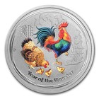 2017 Australia Lunar Rooster Colorized 1 2 Oz 0 999 Silver Bu Coin In Capsule