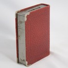 Vintage The Zell Co  Red Faux Leather Metal Book Bank Coin Savings Box W o Key