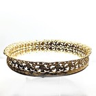 Vintage Oval Vanity Dresser Mirror Tray Ornate Gold Brass Hollywood Regency 9x13