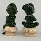 Set Of 2 Vintage Elf Pixie Sitting On Mushrooms Ceramic Figurines Cottagecore 4 