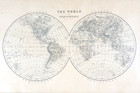 C1887 Map The World In Hemispheres Herman Kashins Framed 28x18