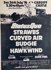 Hawkwind Budgie Strawbs 1976 Vintage Poster Advert Cardiff Castle Festival Wales