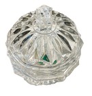 Vtg Pressed Glass Vanity Powder Jar  Mid-century Trinket Box With Lid  Art Deco