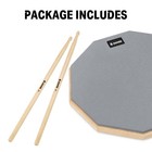 Donner 12 Inches Drum Practice Pad Silent Drum Pad Gray 2-sided With Drum Sticks